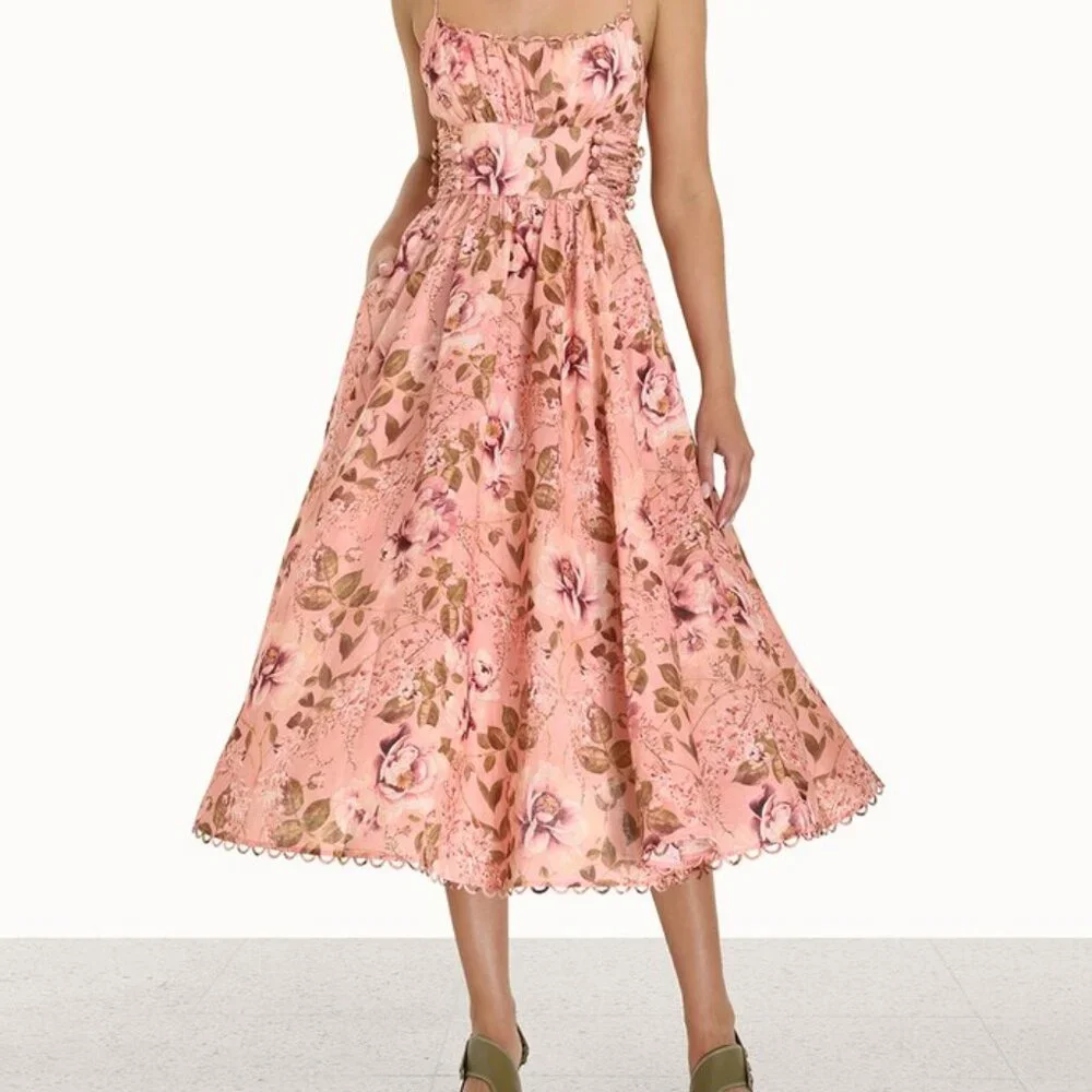 Zimmermann Rosa Linen Midi Dress - Size 0P (Exellent Condition / Worn Once) - Picture 2 of 6